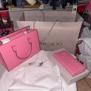 New Jimmy Choo Pink Women's Bag and Wallet Set